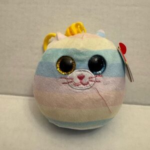 Ty Plush Cat Toy with Pastel Stripes